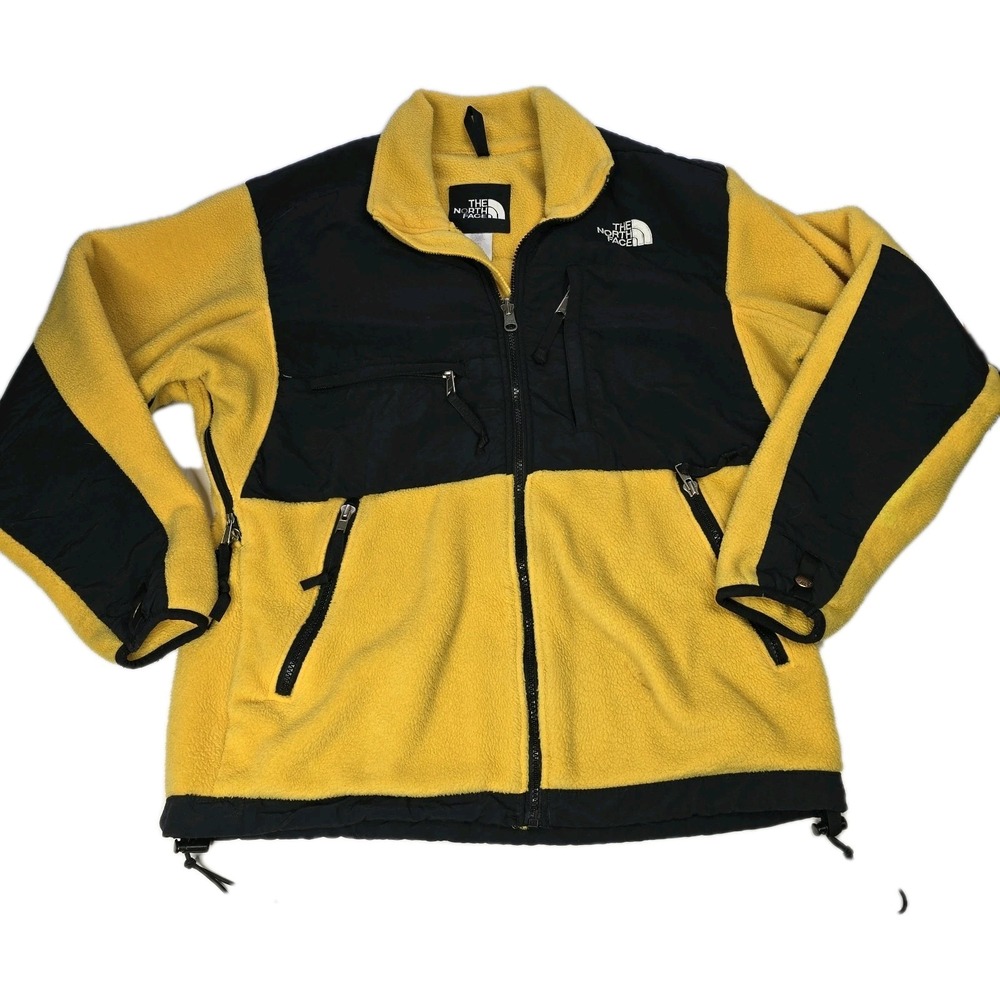 The North Face Denali Fleece Jacket Yellow Black Mens Small Full Zip Polartec
